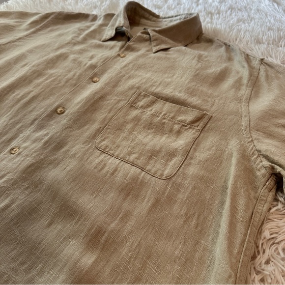 Tasso Elba Men's Casual Linen Blend Beige Button Down Shirt - Picture 12 of 16